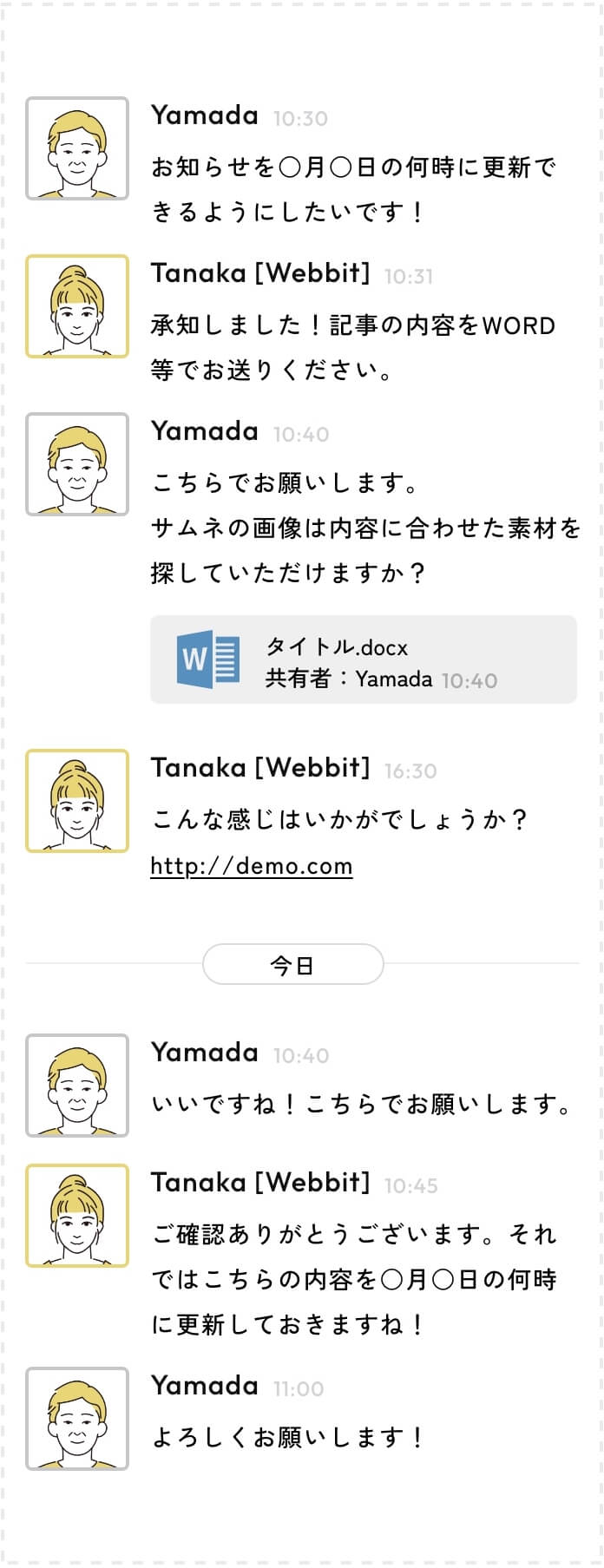 チャットでのやり取りイメージ画像